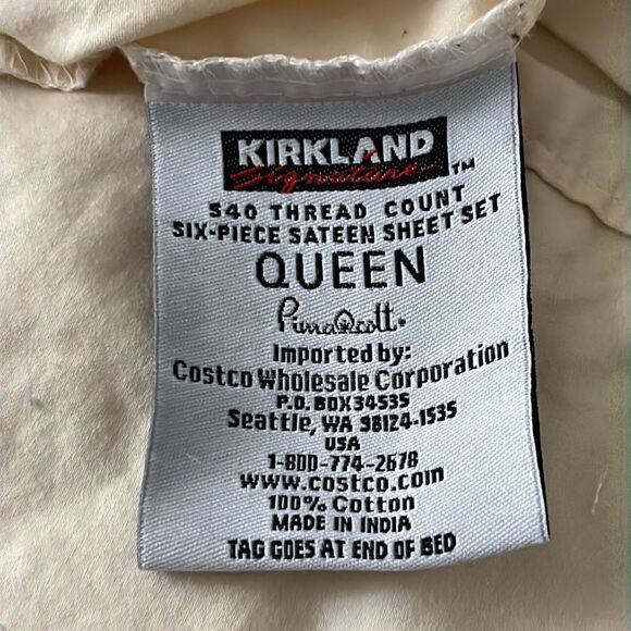Set (2) Creamy Beige 100% Cotton 540 Thread  Kirkland Embroidered Pillowcases - Picture 13 of 16